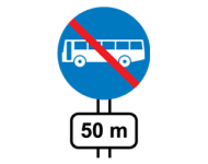End of bus only passageway (with distance)