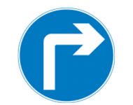 Road which should be followed (right turn)