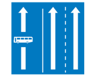 Road with multiple lanes, with the left lane to be use only by buses