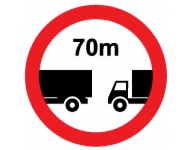 Distance from vehicle in front no lees than 70 meters