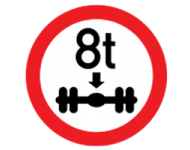 No vehicles through with weight in excess of 8 tones on one axle