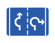 Appropriate lanes to use on the approach to the roundabout ahead