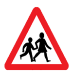 Children likely to cross road ahead