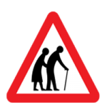 Frail pedestrians likely to cross road ahead