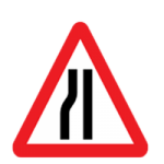 Road narrows on left