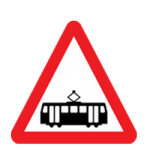 Trams crossing ahead